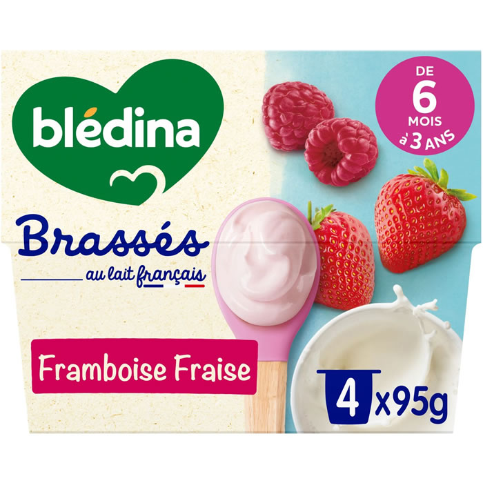 BLEDINA Les Brassés Dessert lacté fraise et framboise dès 6 mois
