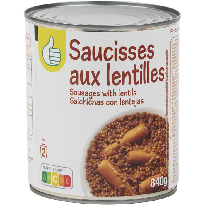 AUCHAN Saucisses aux lentilles