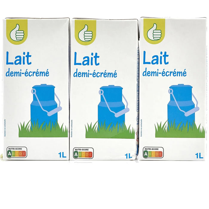 AUCHAN Essentiel Lait demi-écrémé 1,6% M.G UHT