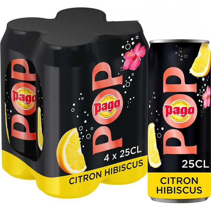PAGO Pop Boisson gazeuse au citron et fleur d'hibiscus