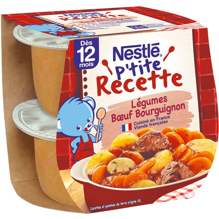 NESTLE P'tite Recette Légumes et boeuf bourguignon dès 12 mois