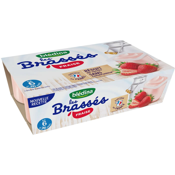 BLEDINA Les Brassés Dessert lacté à la fraise dès 6 mois
