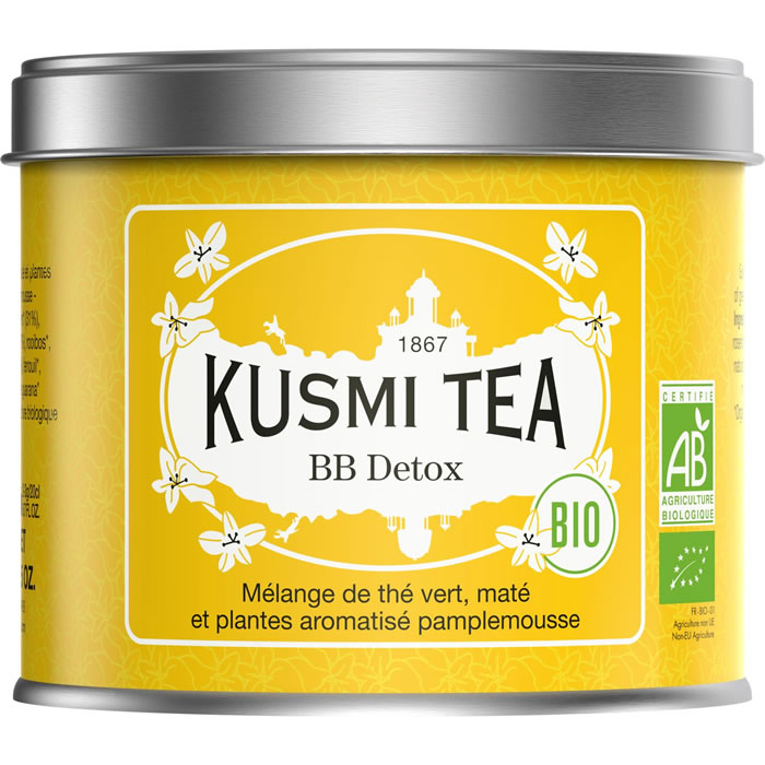 KUSMI TEA BB Détox Mélange de thé vert, maté et plantes, pamplemousse bio