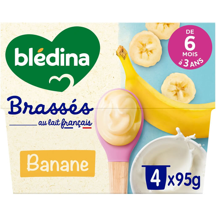 BLEDINA Les Brassés Dessert lacté à la banane dès 6 mois