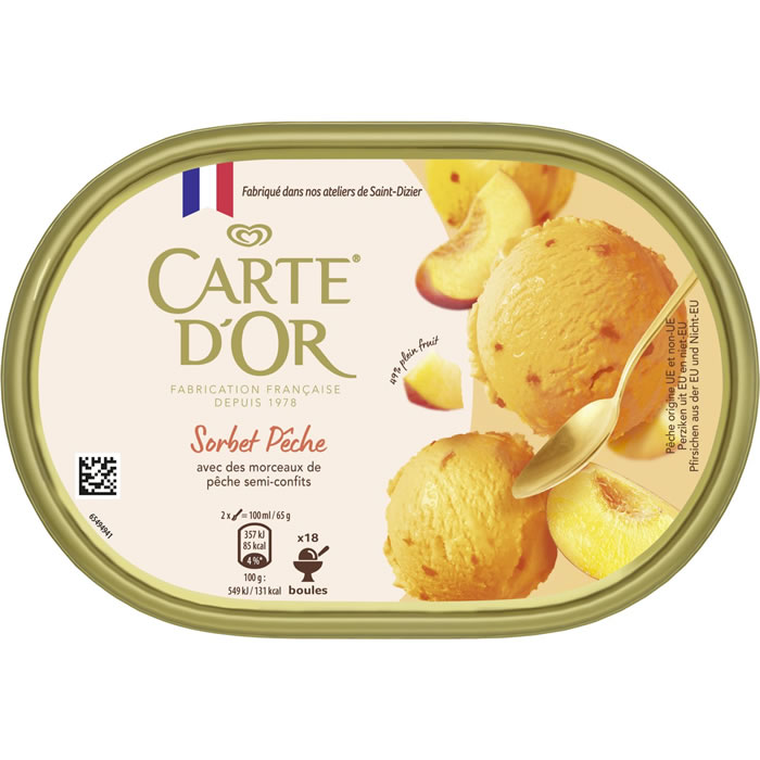 CARTE D'OR Crème glacée à la pêche avec morceaux