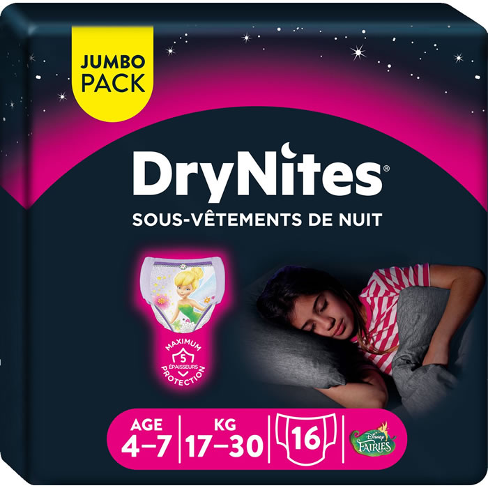 HUGGIES DryNites Couches-culottes absorbantes fille (17-30 kg)