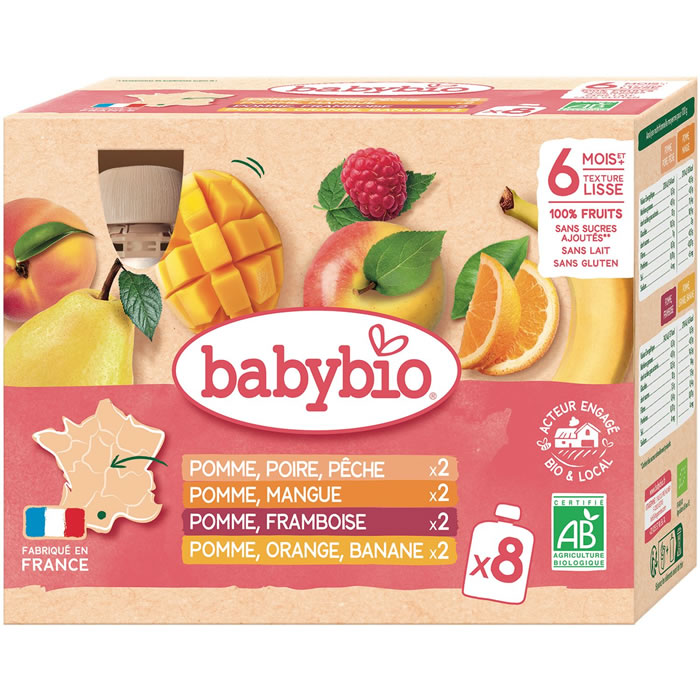 BABYBIO Panaché de compotes de fruits dès 6 mois bio