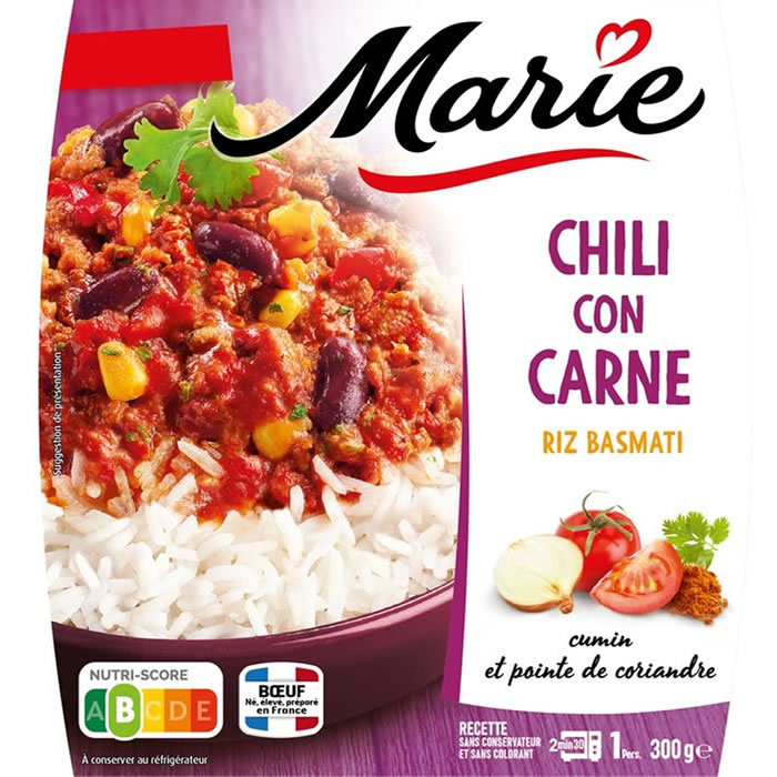 MARIE Riz basmati et chili con carne micro-ondes