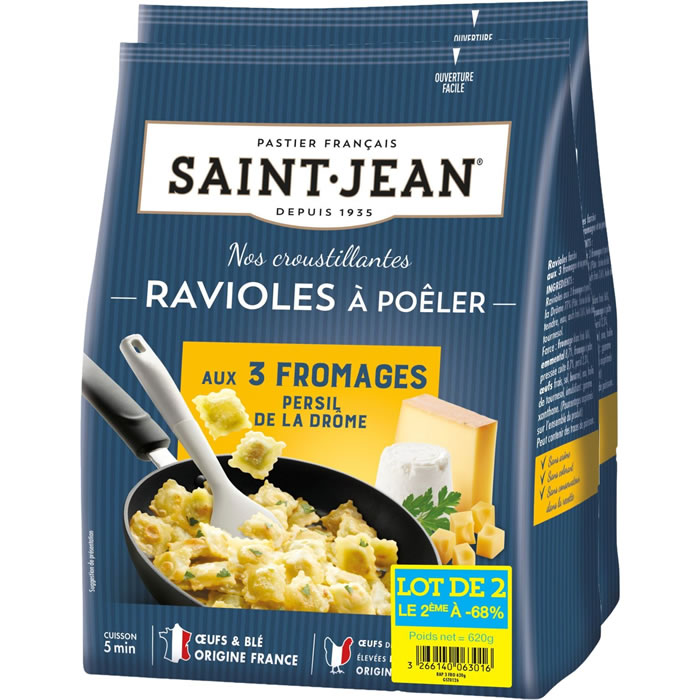 SAINT JEAN Ravioles aux 3 fromages et persil à poêler