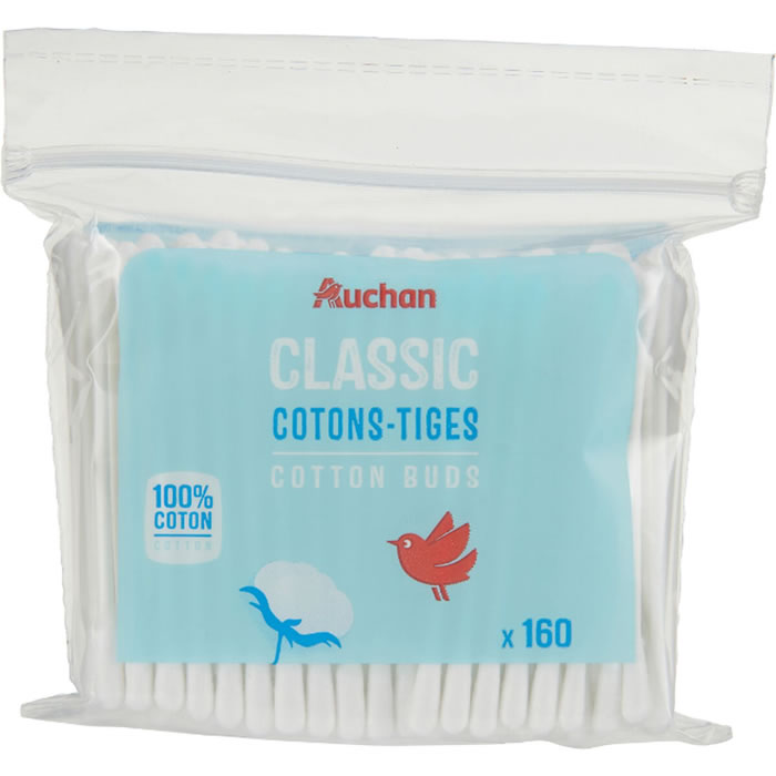 AUCHAN Cotons-tiges en papier