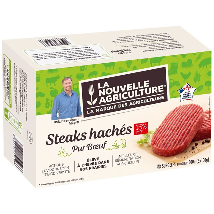 LA NOUVELLE AGRICULTURE Steaks hachés pur bœuf 15% M.G