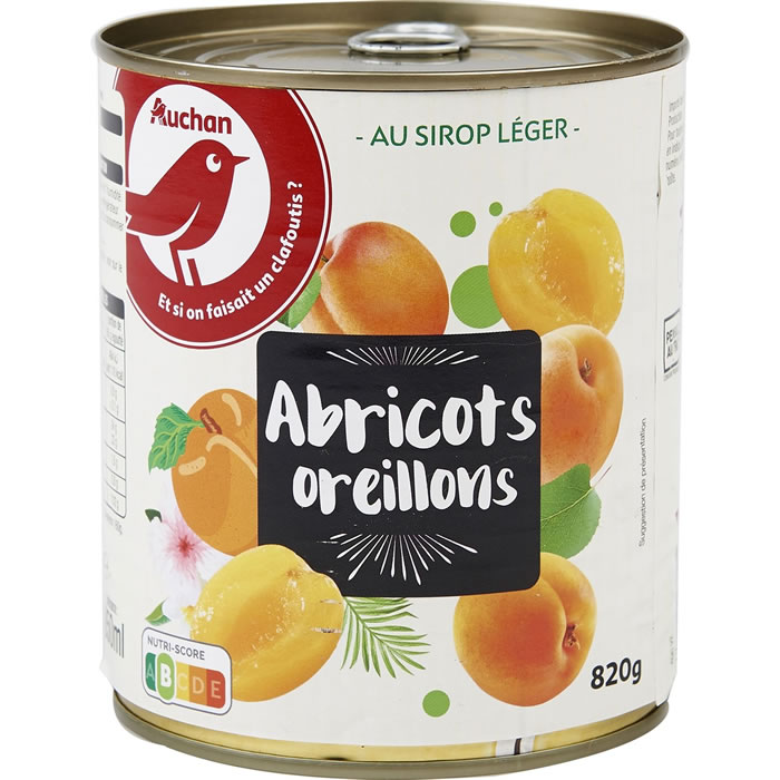 AUCHAN Abricots demi-fruits au sirop léger