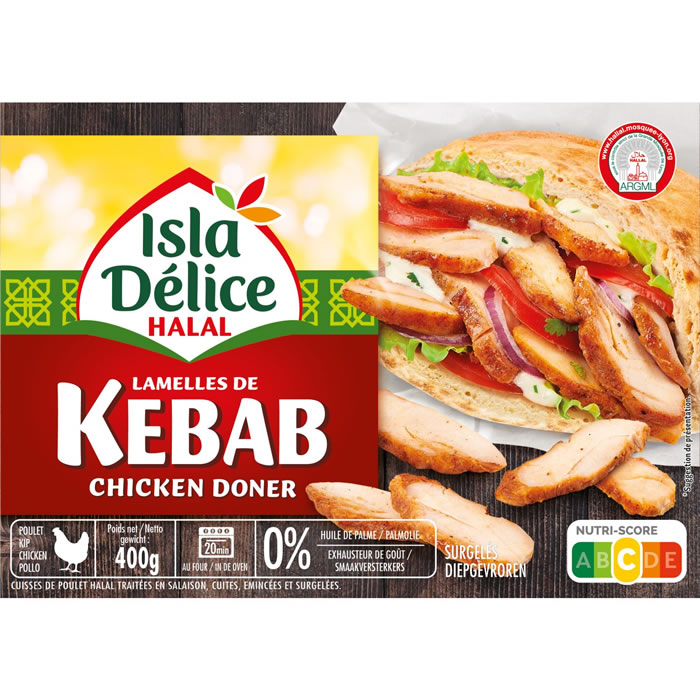 ISLA DELICE Kebab Emincés de cuisse de poulet halal
