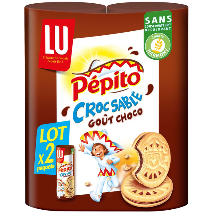 LU Pépito Croc Sablé Biscuits sablés fourrés au chocolat