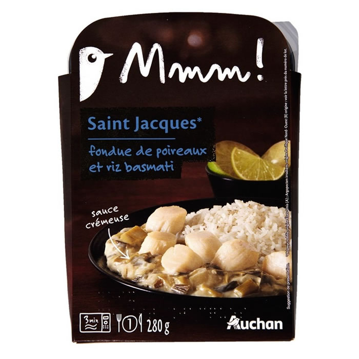 AUCHAN Mmm ! Saint-Jacques fondue de poireaux et riz basmati