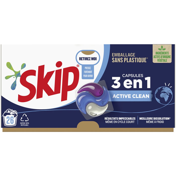 SKIP : Active Clean - Lessive capsules 3 en 1 - chronodrive
