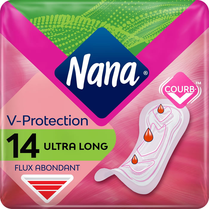 NANA V-Protection Serviettes hygiéniques sans ailettes ultra long