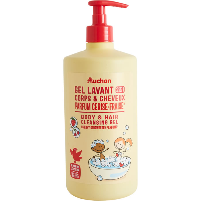AUCHAN Gel douche et shampoing 2en1 doux cerise et fraise