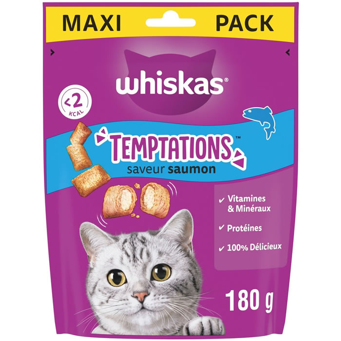 WHISKAS Temptations Friandises au saumon pour chat