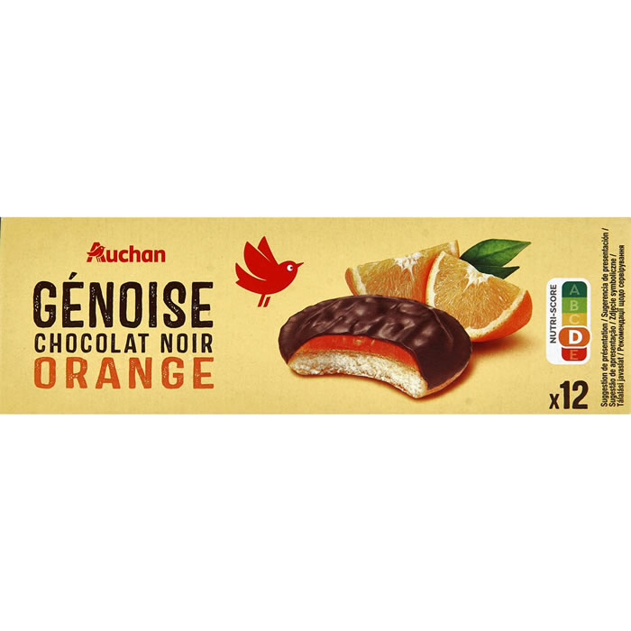 AUCHAN Biscuits génoises de chocolat noir à l'orange