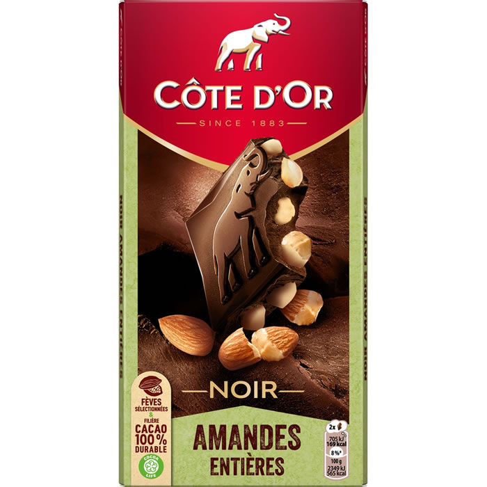 CÔTE D'OR Tablette de chocolat noir aux amandes
