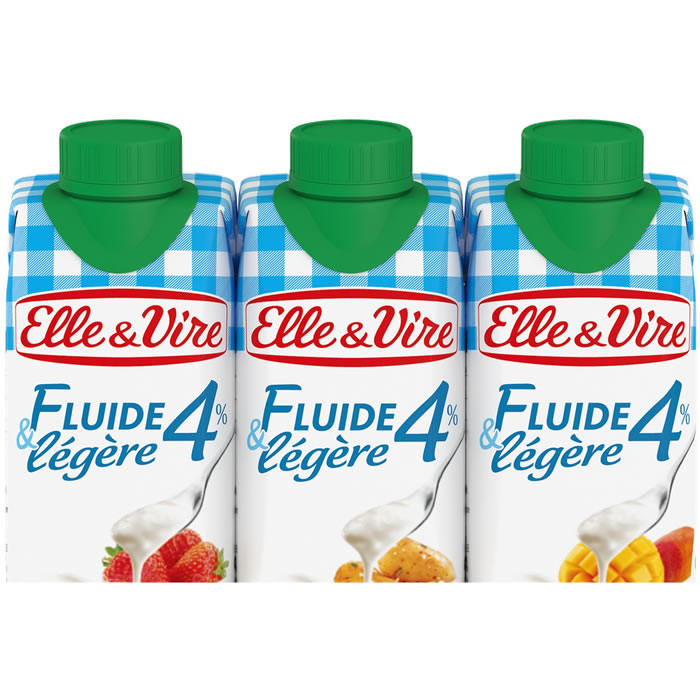 ELLE&VIRE : Crème fluide légère 4% M.G UHT - chronodrive