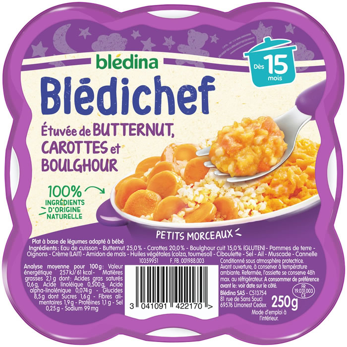 BLEDINA Blédichef Butternut carotte et boulghour dès 15 mois