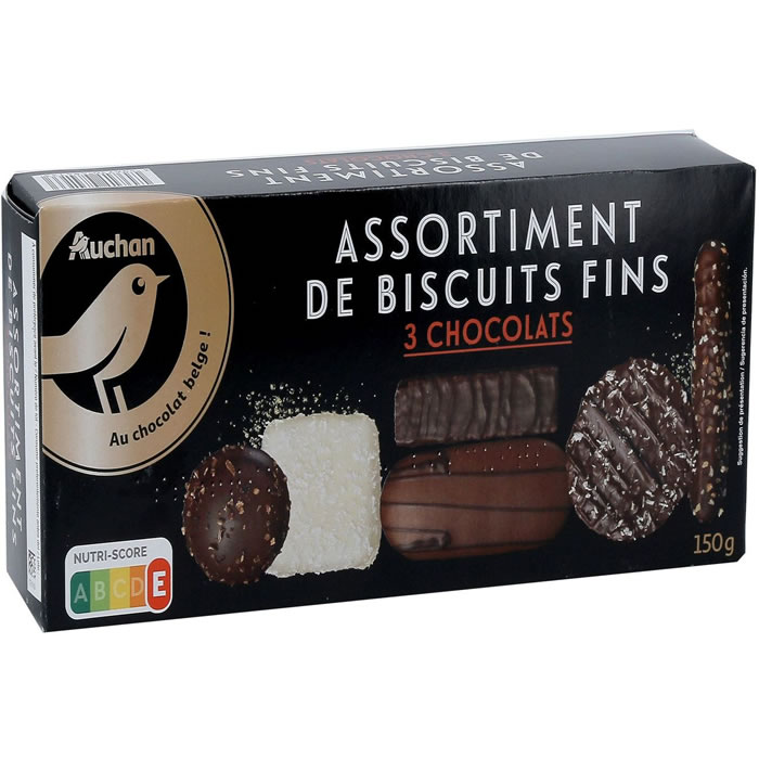 AUCHAN Gourmet Assortiment de biscuits 3 chocolats