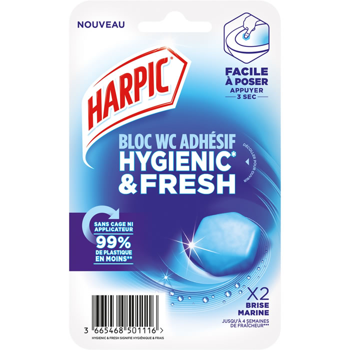 HARPIC Hygienic & Fresh Bloc WC adhésif fraîcheur marine
