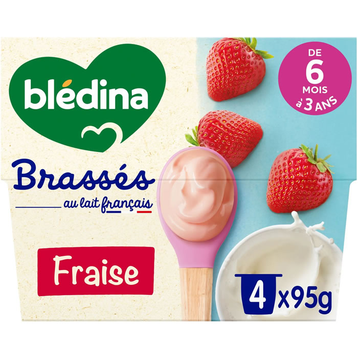 BLEDINA Les Brassés Dessert lacté à la fraise dès 6 mois