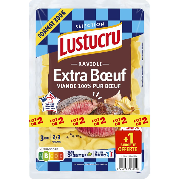 LUSTUCRU Ravioli au boeuf cuisson à l'eau