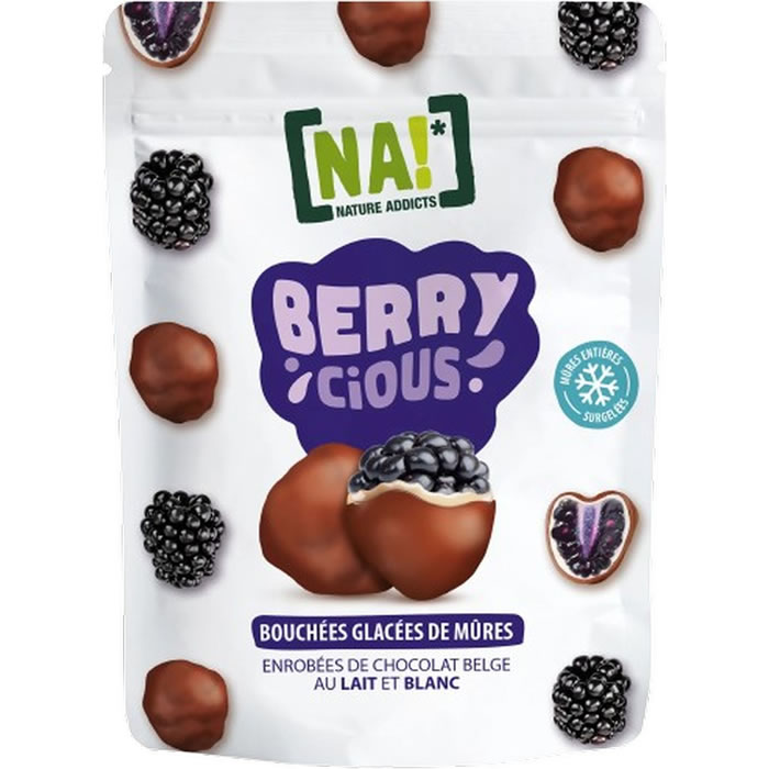 N.A! Berrycious Mûres glacées enrobées de chocolat au lait et blanc