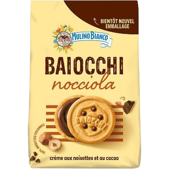MULINO BIANCO Baiocchi Biscuits fourrés aux noisettes et cacao
