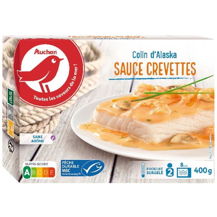AUCHAN 100% filet Poisson sauce crevettes sans arêtes
