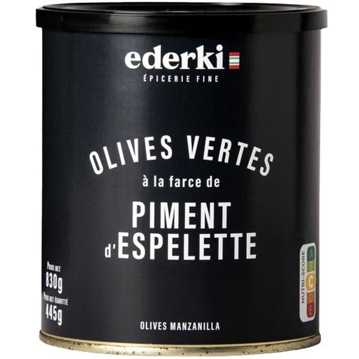 EDERKI Olives vertes à la farce de piment d'Espelette