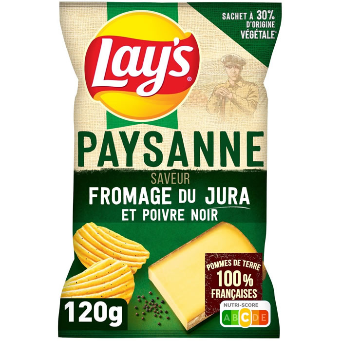 LAY'S Chips paysannes saveur fromage du Jura et poivre noir