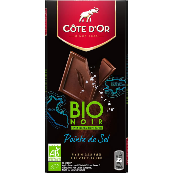 CÔTE D'OR Tablette de chocolat noir à la fleur de sel bio