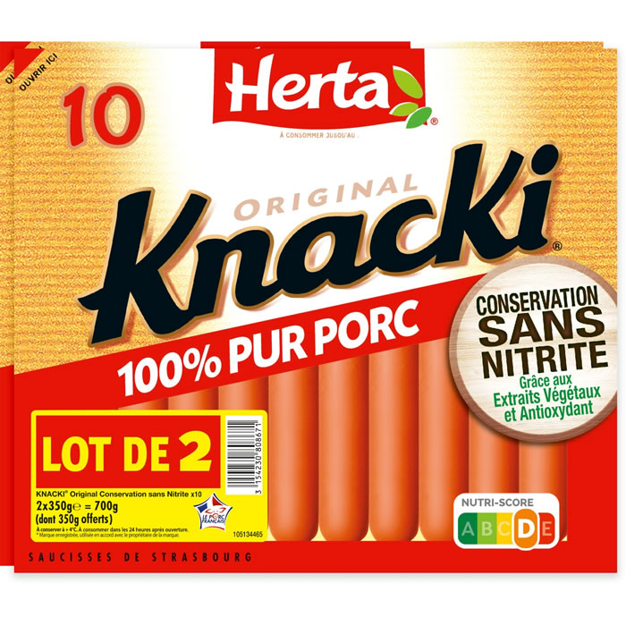 HERTA Knacki Saucisses de Strasbourg sans nitrite
