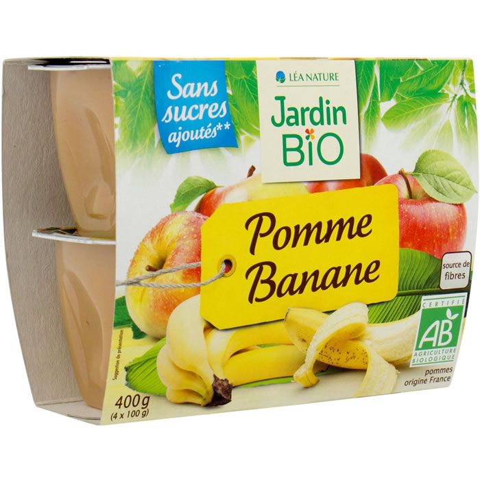 JARDIN BIO Dessert pomme banane sans sucres ajoutés bio