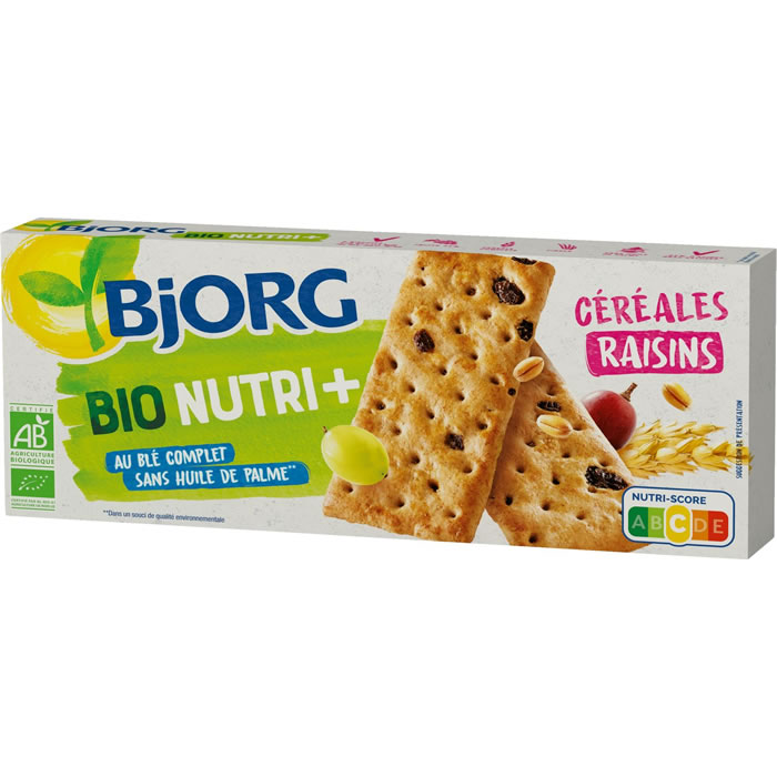 BJORG Biscuits aux céréales et raisins bio