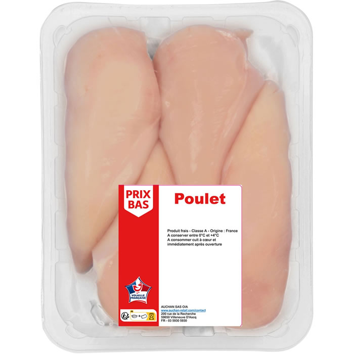 AUCHAN Essentiel Filets de poulet blanc