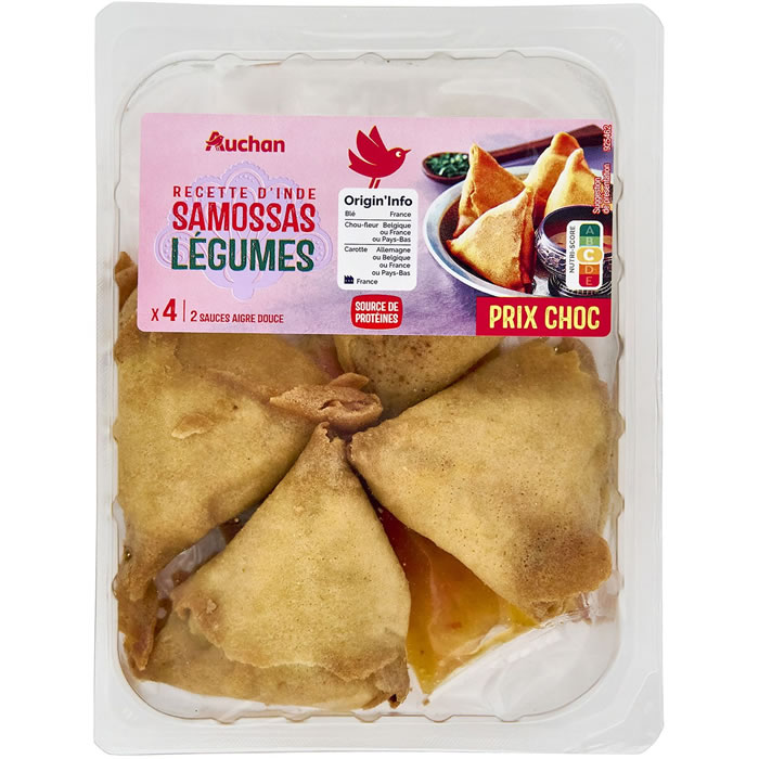AUCHAN Recette d'Inde Samossas aux légumes avec sauce aigre douce