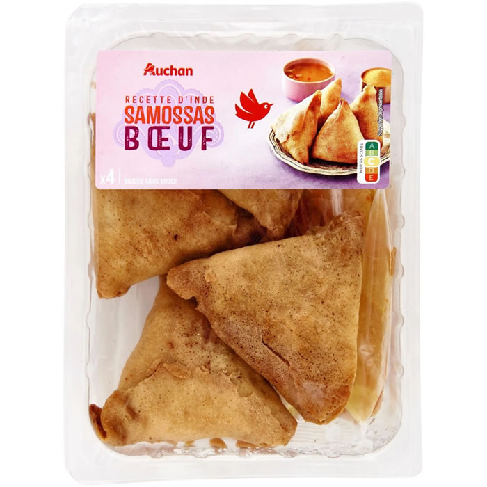 AUCHAN Recette d'Inde Samossas de boeuf avec sauce aigre douce