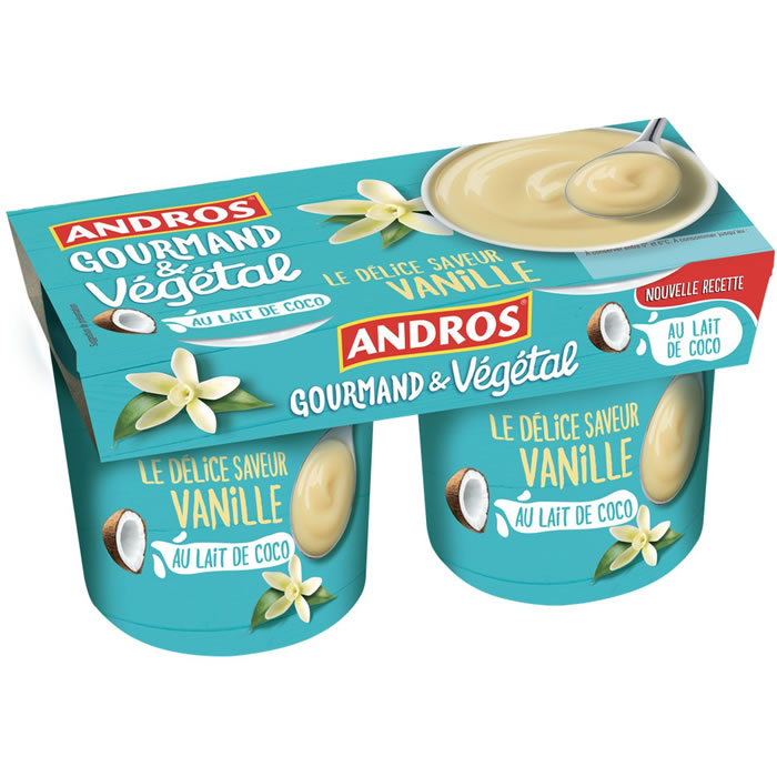 ANDROS Desserts végétales au lait d'amande et à la vanille