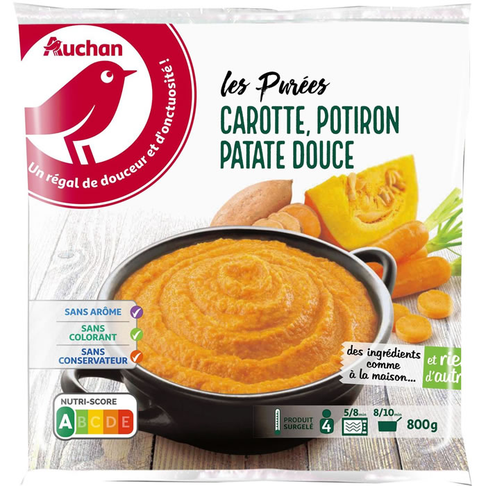 AUCHAN Les purées Purée de carotte, potiron et patate douce