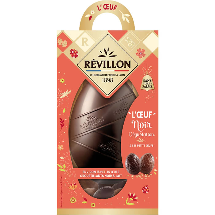REVILLON Oeuf au chocolat noir et bonbons au chocolat