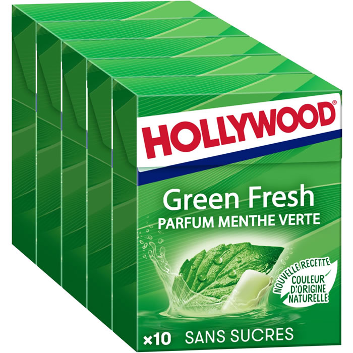 HOLLYWOOD Green Fresh Chewing-gum à la menthe verte sans sucres