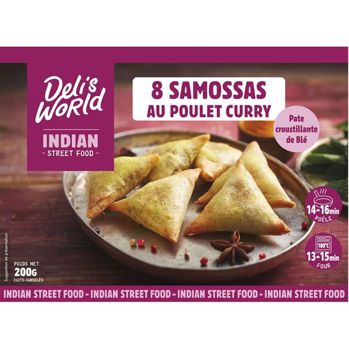DELI'S WORLD Indian Samossas de poulet au curry avec sauce