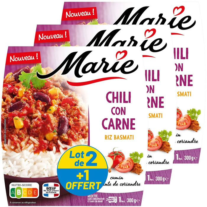 MARIE Riz basmati et chili con carne micro-ondes