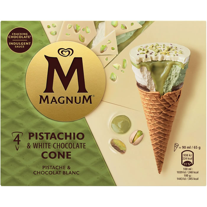 MAGNUM Cônes glacés à la pistache et chocolat blanc
